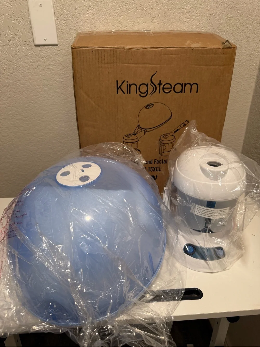 Home Salon Hair Steamer Hood - White Blue Hair Spa Accessory